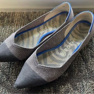 Rothy’s mink and black sparkle “the point” shoes in size 9